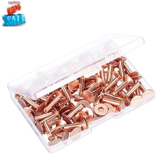 100 Sets Copper Rivets and Burrs Washers Leather Copper Rivet Fastener for Collars Leather DIY Craft Supplies