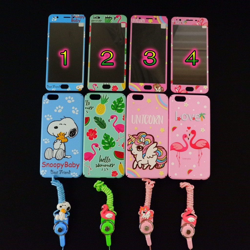 เคสประกบ 360 การ์ตูน+ฟิล์มกระจก #4 A39/A57