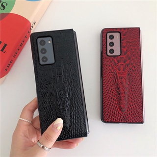 เคสโทรศัพท์มือถือลายหนังจระเข้สําหรับ Samsung Galaxy Z Fold2 5 G