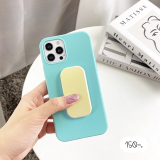 พร้อมส่ง🌾 เคสแถมขาตั้ง เคสตั้งได้ เคสยาง🚎ยางสีฟ้า+poptok เหลือง