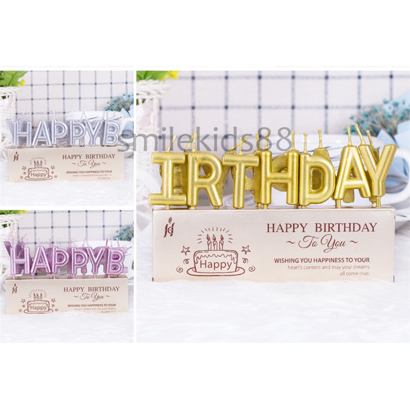 สีครบ เทียนวันเกิด เทียนตัวอักษร เทียนhappybirthday