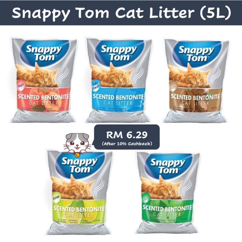 SNAPPY TOM ทรายแมว Pasir Kucing Bentonite 5L