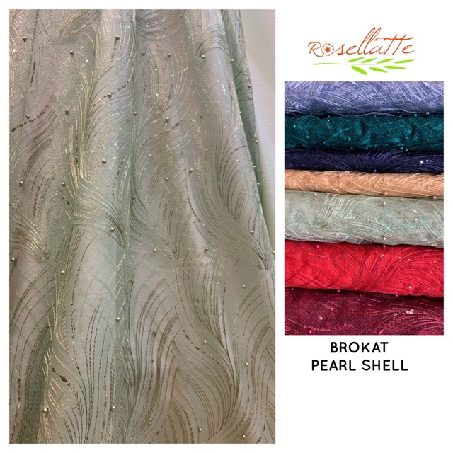 ELLIE SAAB PEARL SHELL BROCADE FAB WITH PEARL SEQUINS