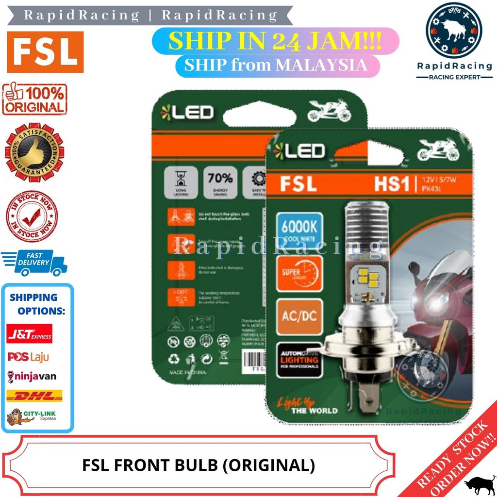 HS1 LED 12V 5/7W 6000K AC/DC PX43T (3 PIN)(สีขาว)< FSL FRONT BULB MENTOR DEPAN 1BIJI AUTOMOTIVE LIGH