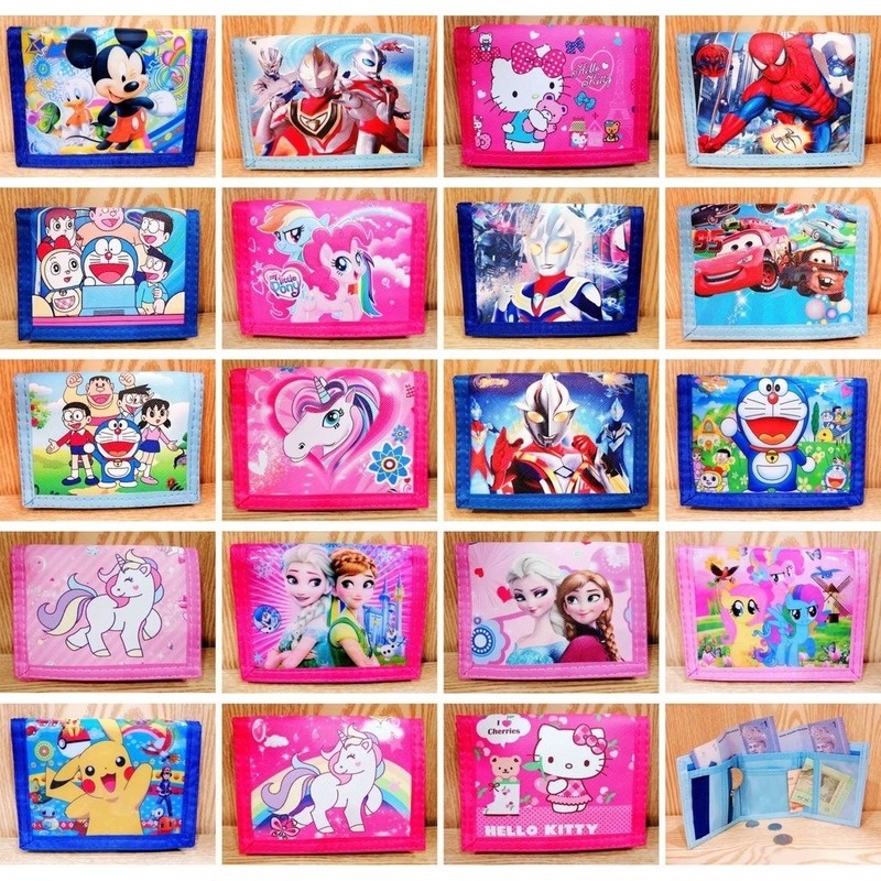กระเป๋าสตางค์ ลายการ์ตูน Frozen Unicorn Spiderman Kitty Avenger สําหรับเด็ก