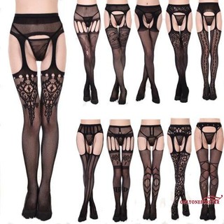 YHV-Sexy Fishnet  ถุงน่องสีดำ Jacquard pantyhose Tights สำหรับผู้ใหญ่ ผู้หญิง ไซส์บวก