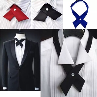 [พร้อมส่ง] Cross Bow Tie Solid Color Polyester Wedding Party Formal Casual Necktie