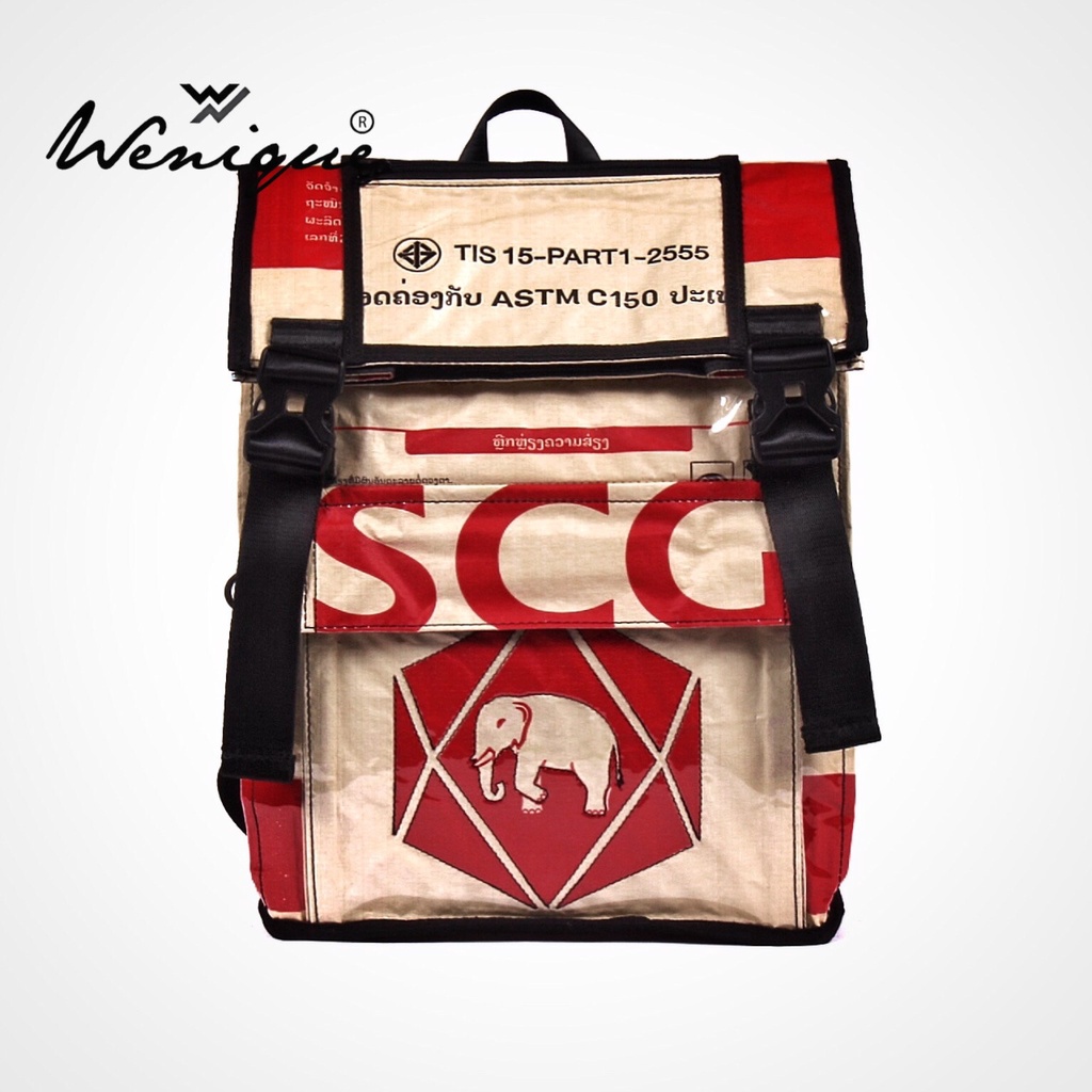 SCG Elephant backpack กระเป๋าเป้สะพายหลัง ลายช้างแดง ขนาด 32*59*18 ซม. (D015)