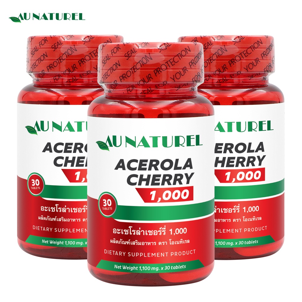 [แพ็ค 3 ขวด สุดคุ้ม] Vitamin C Acerola Cherry 1000 mg. วิตามินซี จาก อะเซโรล่าเชอร์รี่ 1000 มก. โอเนทิเรล อะเซโรล่า