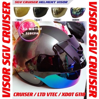 หมวกกันน็อค VISOR SGV CRUISER 2 / KH CRUISER / LTD VTEC KIDS XDOT G118 HALF CUT VISOREX CERMIN TOPI SMOKE RAINBOW HITAM