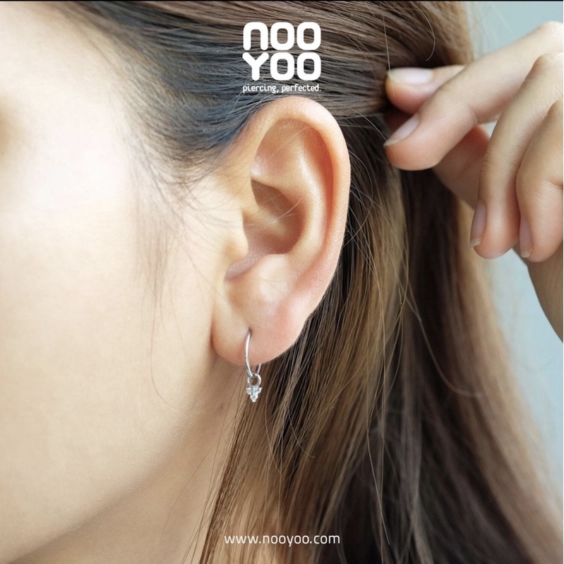 NooYoo Charm - Trinity Cubic Zirconia Surgical Steel (ไม่รวมต่างหูห่วง)