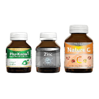 [เซ็ตเสริมภูมิ 3 ชิ้น] Amsel Plu-kaow/Zinc/Nature C