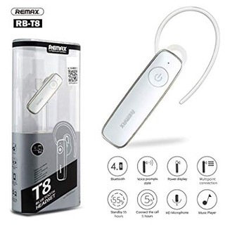 Remax T8หูฟังบลูทูธBluetooth Headset V4.1 Dual Connect (White)