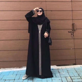 ใหม่ Abaya Gamis ชุดแม็กซี่เดรส ปักลายพีระมิด ตุรกี Umrah Dubai Turkey India สีดํา สําหรับคู่รัก แม่ และลูกชาย