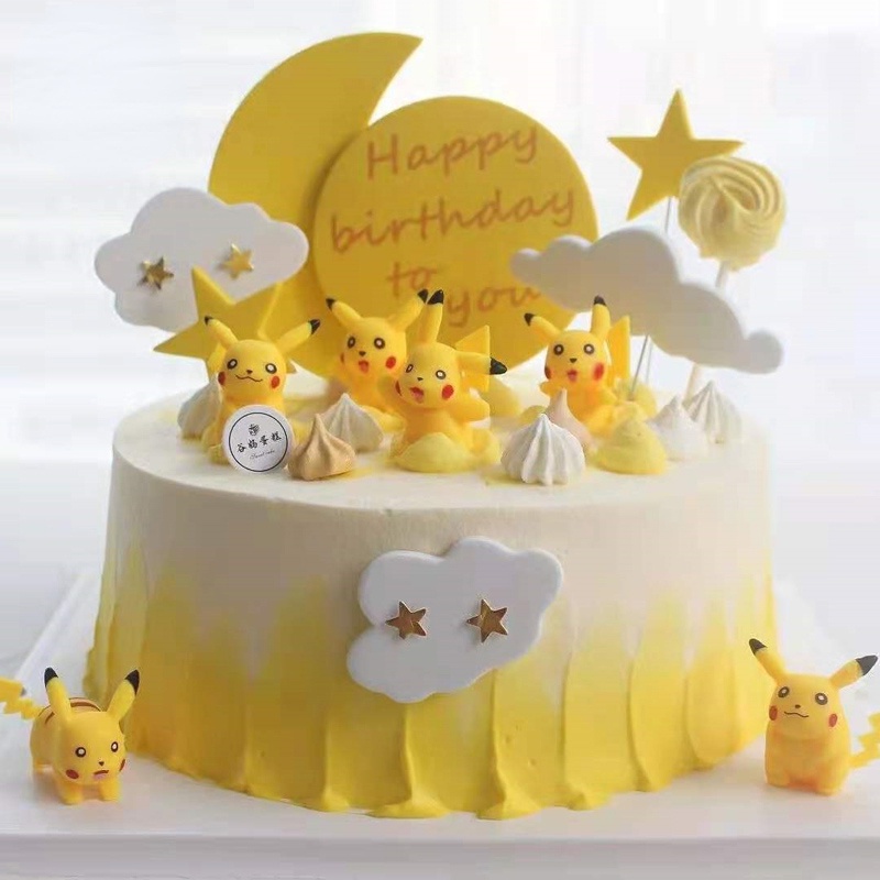 6 ชิ้น/เซ็ต Pikachu เค้กตกแต่ง Monster ตัวละครอะนิเมะการ์ตูนวันเกิด Party Supplies ตกแต่ง