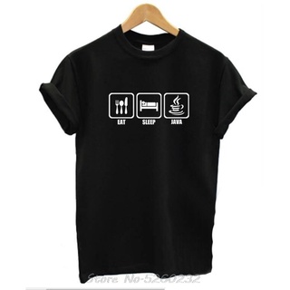 T-shirt  เสื้อยืดคอกลม พิมพ์ลายโปรแกรมเมอร์ Eat Sleep JAVA App Applet Computer สไตล์สตรีทS-5XL