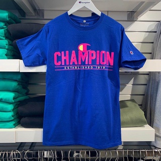 พร้อมส่ง CHAMPION เสื้อยืดลําลอง ผ้าฝ้าย แขนสั้น คอกลม พิมพ์ลายโลโก้ตัวอักษร สําหรับผู้ชาย