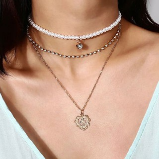 สร้อยคอไข่มุกหัวใจหลายเลเยอร์ • Pearl Heart Layers Necklace