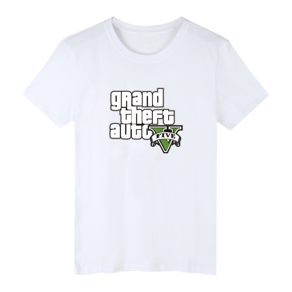Alimoo Men &amp; Cotton T-shirt Grand Theft Auto Game GTA 5 เสื ้ อแขนสั ้ น 1479B 222925