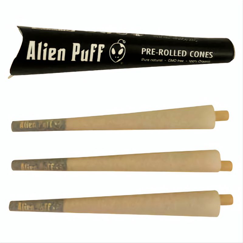Alien Puff pre-rolled cones ขนาด 1 1/4  กระดาษมวนสำเร็จรูป-3ชิ้น/กล่อง