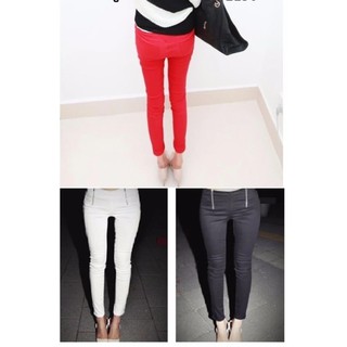 Skinny Pant กางเกงสกินนี่ ผ้าคอตตอนผสม แต่งซิบ 2 ข้าง สีดำ ไซส์ S