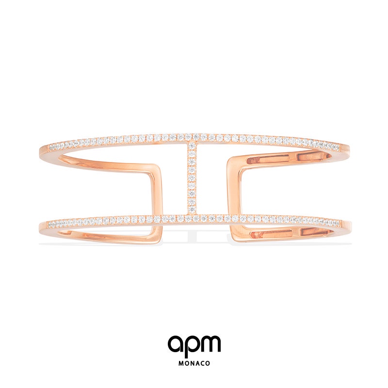 APM Monaco โรสโกลด์บุคลิกภาพเปิดสร้อยข้อมือหญิงเรขาคณิตการออกแบบเฉพาะสําหรับแฟน