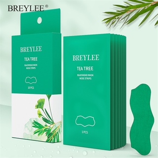 BREYLEEแผ่นลอกสิวเสี้ยน แผ่นมาสก์จมูก ลอกสิวหัวดำ สูตรทีทรีออยล์ สำหรับกําจัดสิวเสี้ยน