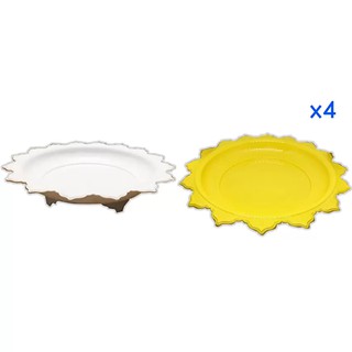 ตราสิงโต ถาดโตก24cmสีขาวมุก+ถาดโตก24cmสีเหลืองไข่ไก่x4  