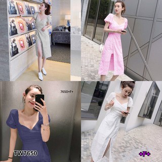 TwinsShopVip💗พร้อมส่ง TW7650 Dressชุดเดรสแขนตุ๊กตา