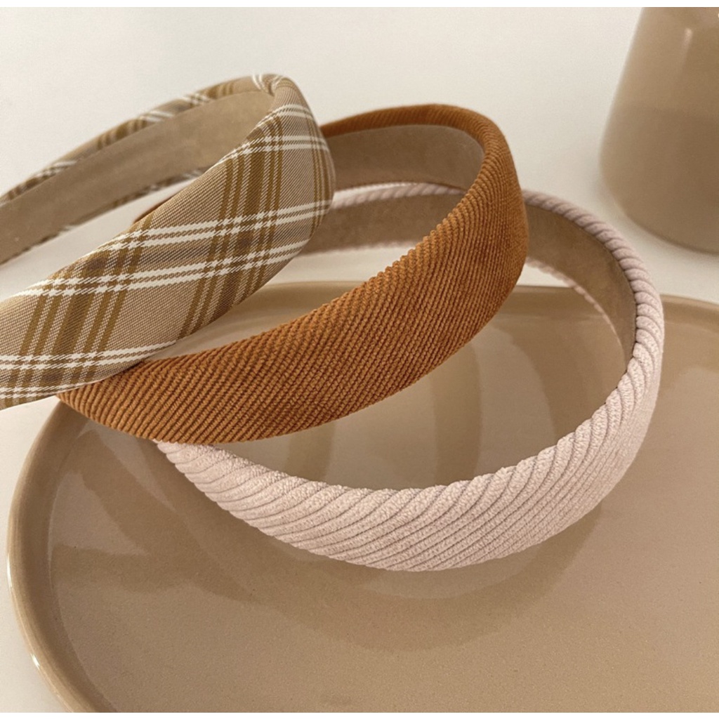 OCTOBER HOUSEZ Fashion Korea Headbands / Brown Sugar Slash / Pink Slash in Farbric