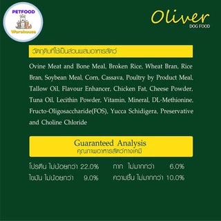 Oliver Dog Food อาหารสุนัข โอลิเวอร์ (บรรจุ 1 กก. ถุงจากโรงงาน) มี4 รส แกะและข้าว แซลมอน พันธุ์เล็ก