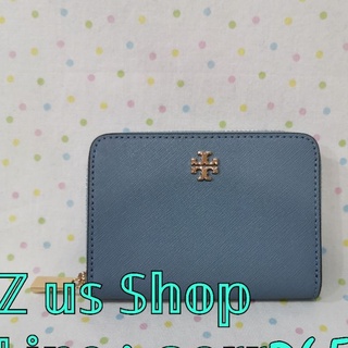 พร้อมส่ง​ Tory Burch Emerson card coin case ฟ้า/น้ำตาล.