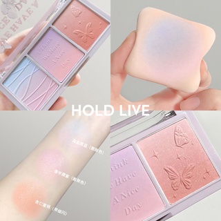 Hold LIVEE อายแชโดว์บลัชออน สามสี เนื้อนมกุหลาบ ธรรมชาติ ปาร์ตี้ สีนู้ด