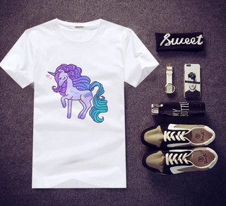 เสื้อยืดสกรีนลาย Unicorn ใส่สบายๆ ไม่ยืด ไม่ย้วย