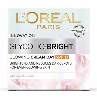 LOREAL Paris Glycolic Bright Glowing Cream Day SPF17 ลอรีอัล ปารีส ไกลโคลิค-ไบรท์  ครีม เดย์ 50 มล.