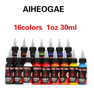 (พร้อมส่ง ส่งเร็ว) Aiheogae ชุดหมึกสัก 30 มล. 16 สี สําหรับฝึกสัก