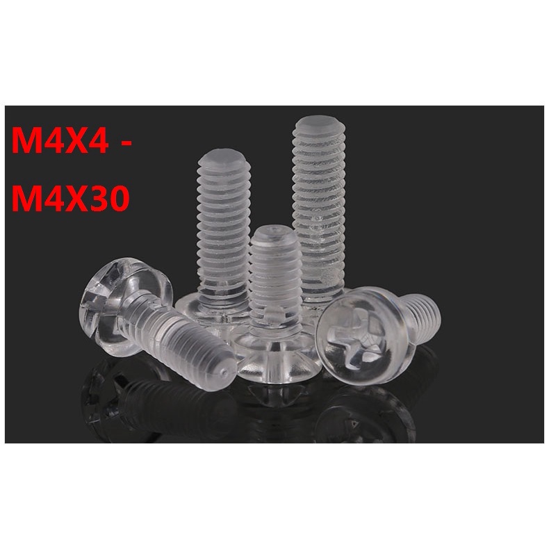 1000PCS/Lot M4X4 M4X5 M4X6 M4X8 M4X10 M4X12 M4X20- M4X30 Acrylic Screw Transparent PC Material Screw