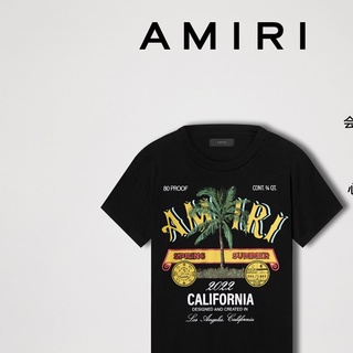 [S-5XL]Amiri เสื้อยืด ผ้าฝ้าย พิมพ์ลาย สีตัดกัน เหมาะกับฤดูใบไม้ผลิ และฤดูร้อน สําหรับผู้ชาย