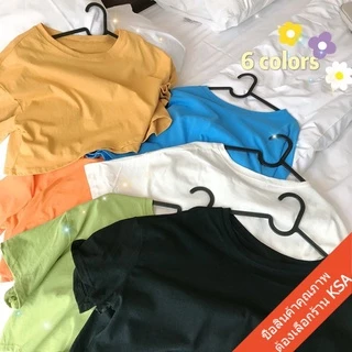 เสื้อครอปแขนสั้น💕เอวลอย💕oversize แบบใหม่สไตล์วัยรุ่นเกาหลี เสื้อครอป ท็อป 💕โชว์สะดือนิดๆ💕แฟชั่น ทรงสวย สีพื้น