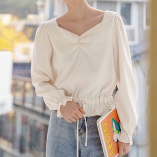 chiffon shirt - เสื้อคอเหลี่ยมแขนจั๊ม