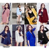 TW 3237 ชุดเซ็ท 3ชิ้น เสื้อสูท+สายเดี่ยวลุกไม้+กางเกง ชุดทำงาน ชุดสูท