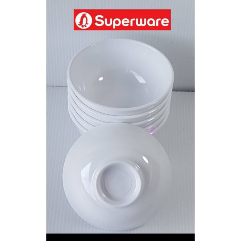ซุปเปอร์แวร์ ชาม4.5"=6ชิ้น(ถ้วยแบ่ง)สีขาวทรงใบบัว เมลามีน100%