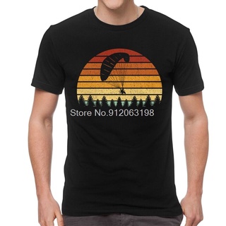 เสื้อยืดแขนสั้น ผ้าฝ้าย พิมพ์ลาย Tvoe Sunset Paragliding เหมาะกับของขวัญ สไตล์วินเทจ สําหรับผู้ชาย