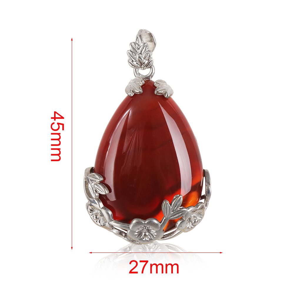 Natural quartz Crystal Gem Stone Chakra Point Healing Waterdrop Pendant Necklace