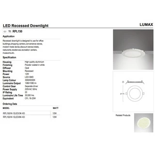ดาวน์ไลท์แบบบาง Panel ทรงกลมและเหลี่ยม มีหลายขนาดให้เลือกสรร Lumax