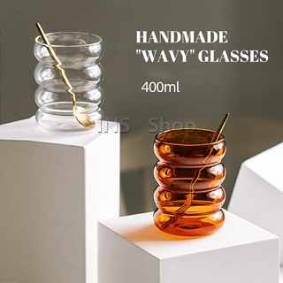 ทรงลอนใหญ่ถ้วยนม จับถนัดมือ glass cup