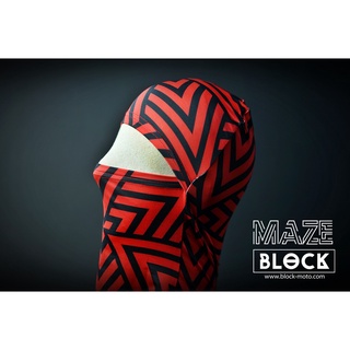 โม่ง Block กัน UV แบบ Open face ลาย MAZE Red ลายใหม่