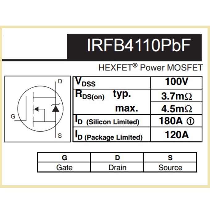 Power Mosfet IRFB4110 FB4110 B4110 IRFB4110PBF TO-220 180A 100V    เพาเวอร์ มอสเฟต  iTeams for Inverter - รูปที่ 2