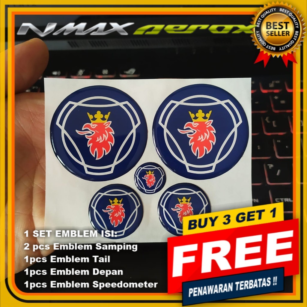 SCANIA โลโก้ EMBLEM NMAX EMBLEM AEROX สติ๊กเกอร์มอเตอร์ไซค์ NMAX 1 ชุดอุปกรณ์เสริมรถจักรยานยนต์ AEST