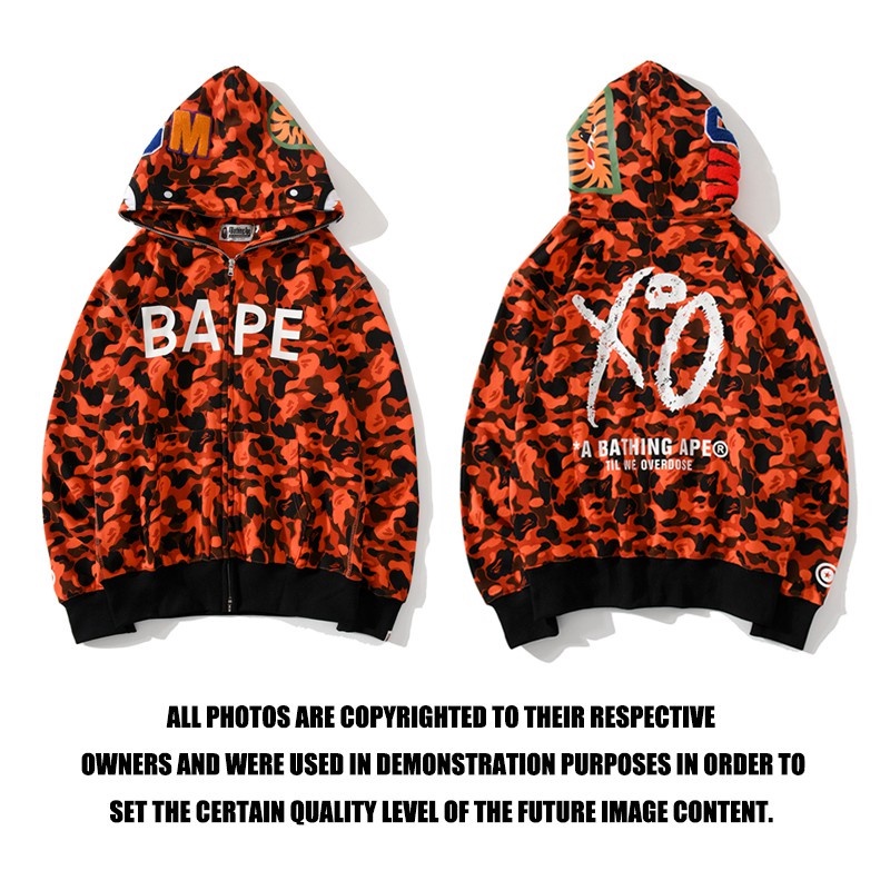 ใหม่ BAPE x XO Joint Cooperation สีแดง Camo Hoodies ซิปผู้ชายผู้หญิงแขนยาว Outerwear แจ็คเก็ต bape b